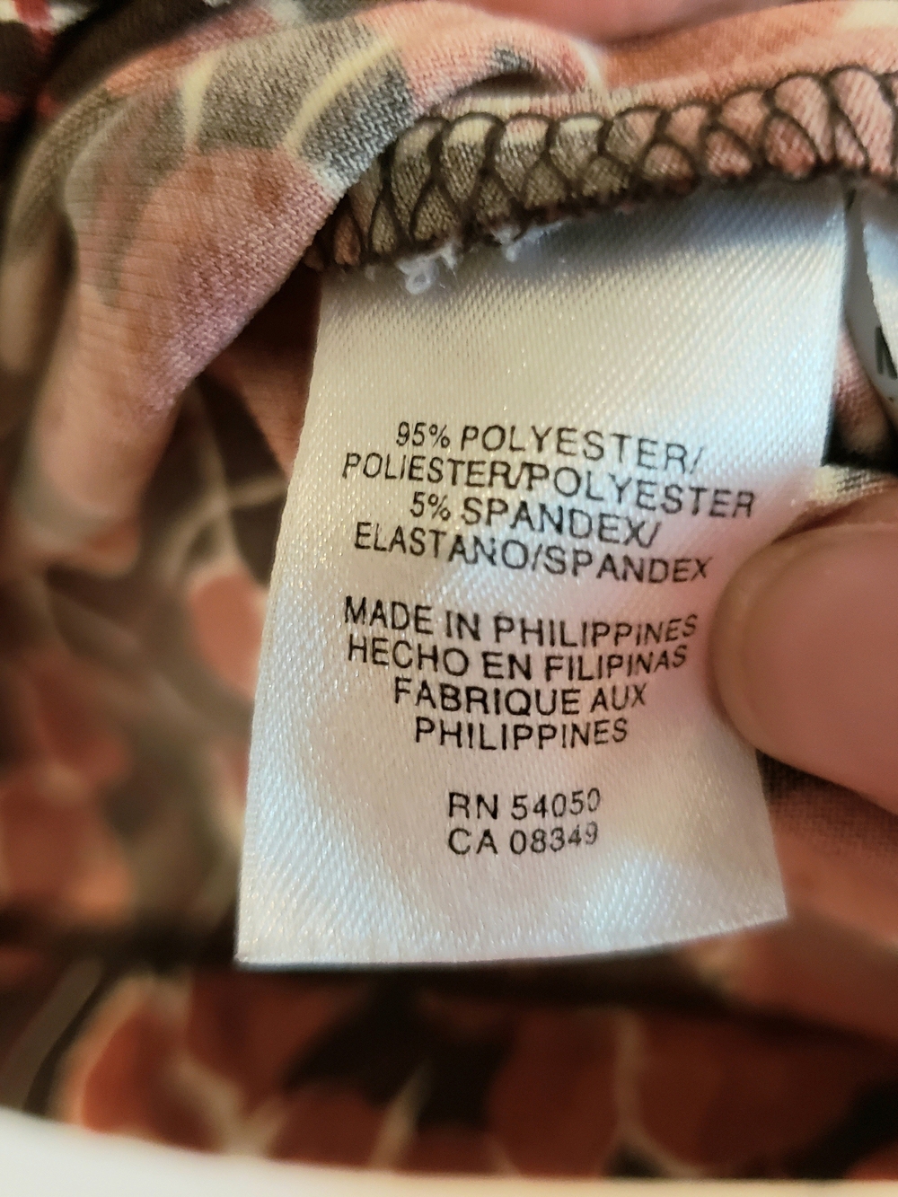Nine West Pink and Brown Floral Ruched V-Neck Tie Front Top - Picture 5 of 6